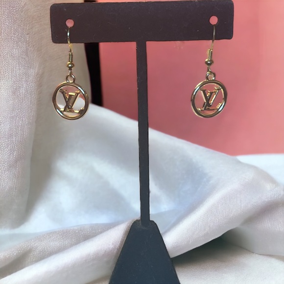 Upcycled LV Charm Dangle Earrings - Picture 3 of 7
